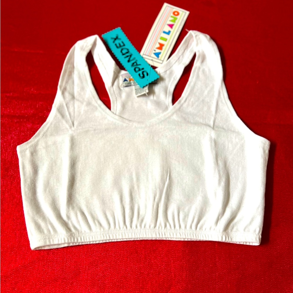 ☀️☀️ A’Milano Spandex White Cut Off T-shirt “NEW” ☀️☀️